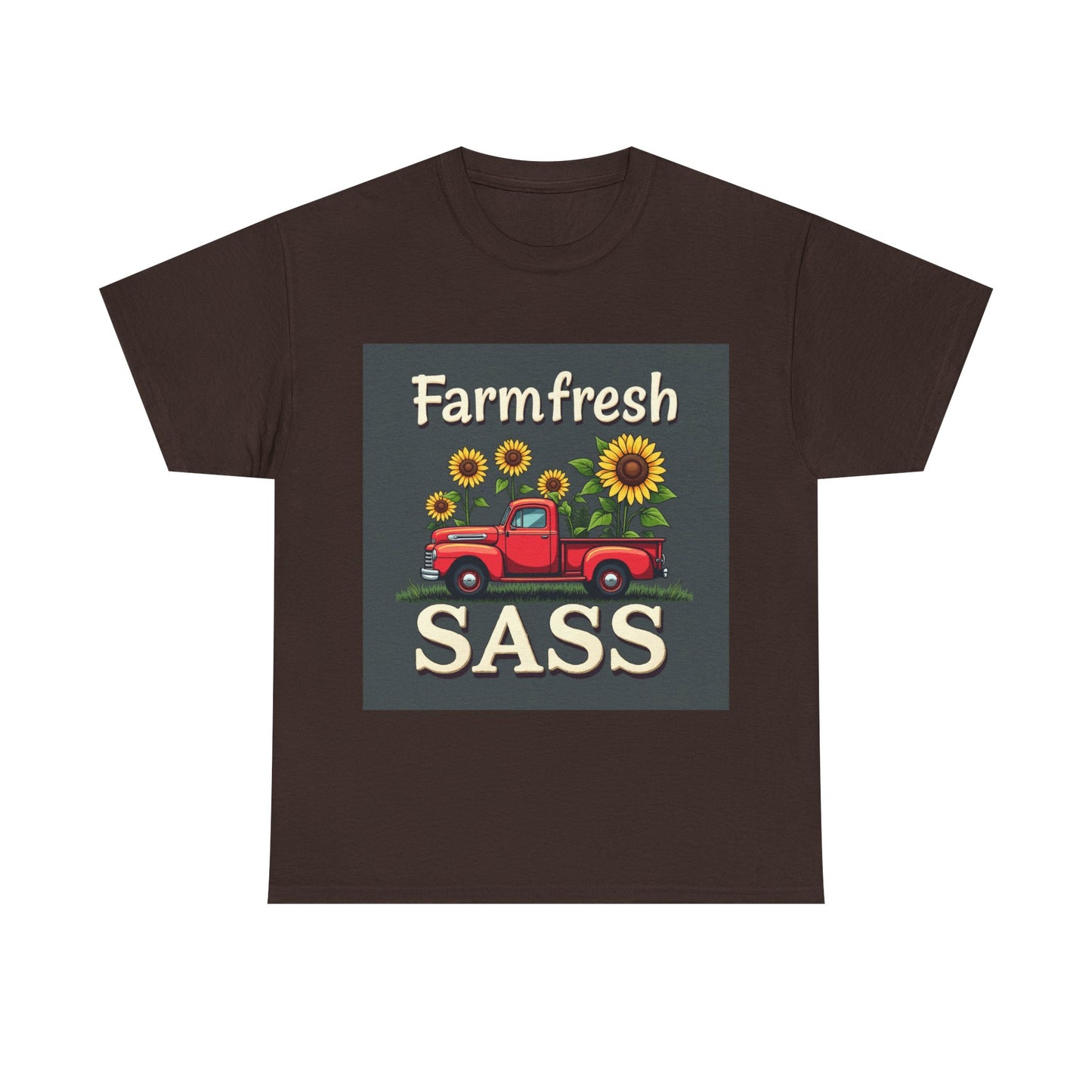 Farmfresh Sass Unisex Heavy Cotton Tee, Country Style Tee, Vintage Truck Shirt, Gift for Farmers, Funny T-Shirt for Celebrations