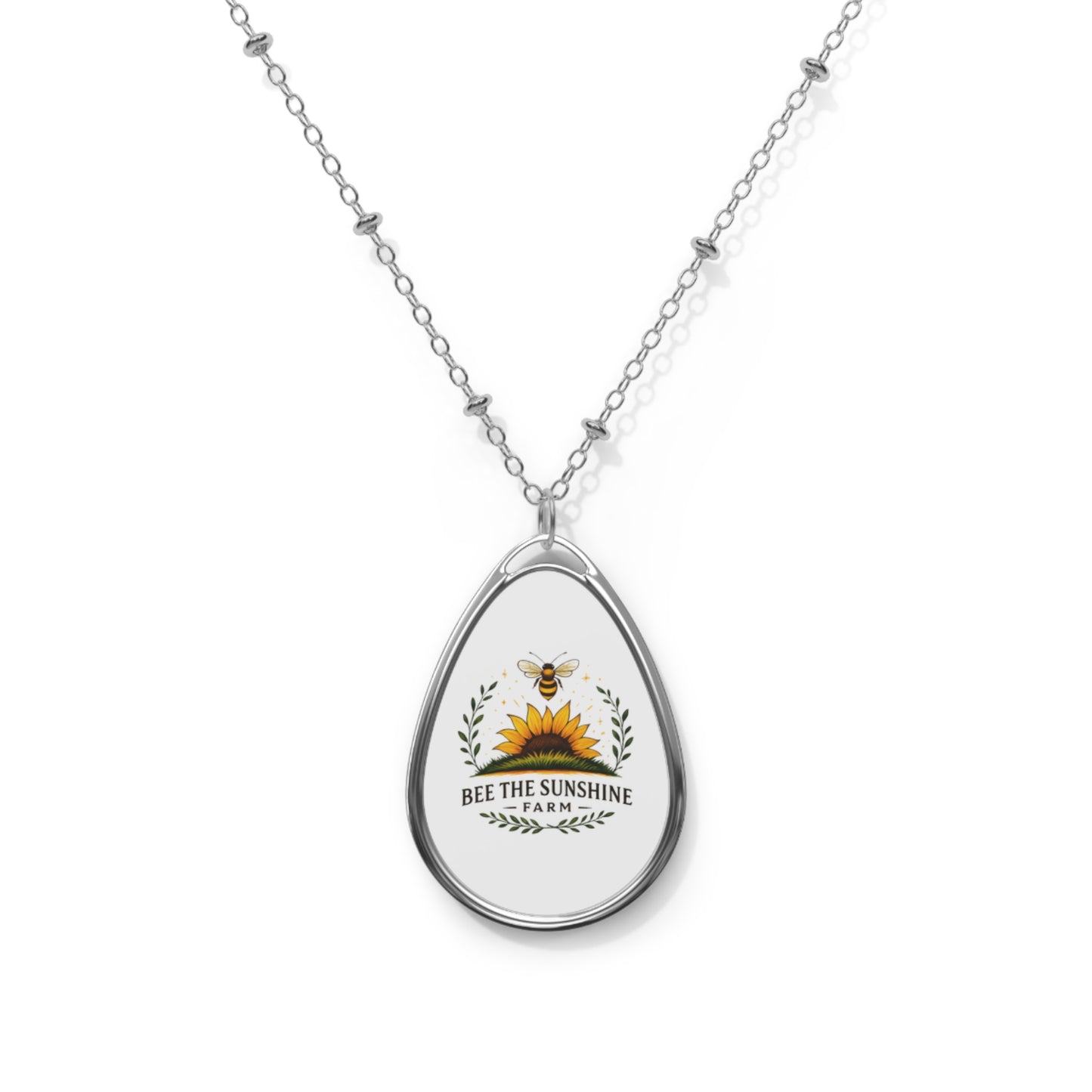 Sunshine Bee Oval Necklace, Inspirational Jewelry, Gift for Her, Nature Lover Gift, Everyday Wear, Personalized Pendant
