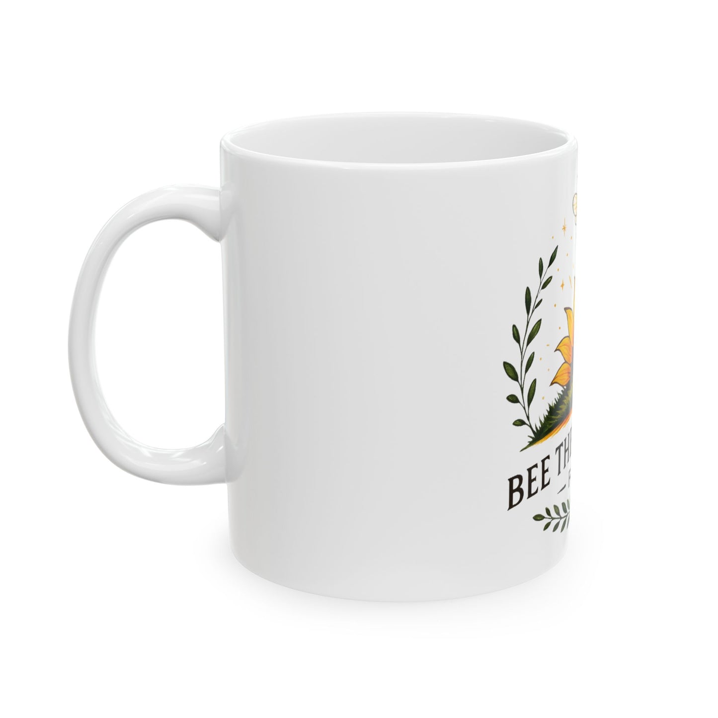 Bee the Sunshine Ceramic Mug – Perfect Gift for Nature Lovers, Farmhouse Decor, Coffee Lover's Mug, Sunflower Design, 11oz & 15oz