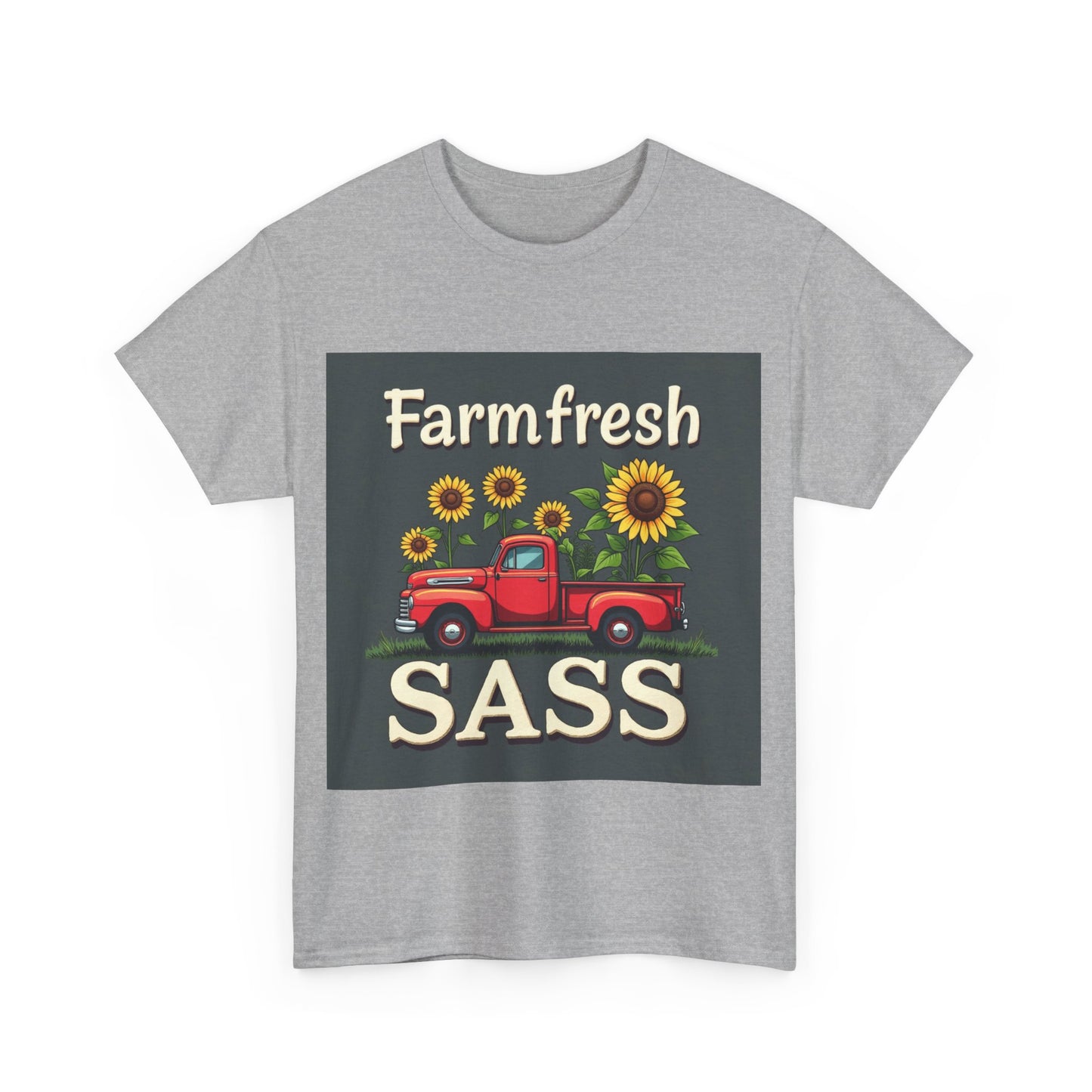 Farmfresh Sass Unisex Heavy Cotton Tee, Country Style Tee, Vintage Truck Shirt, Gift for Farmers, Funny T-Shirt for Celebrations