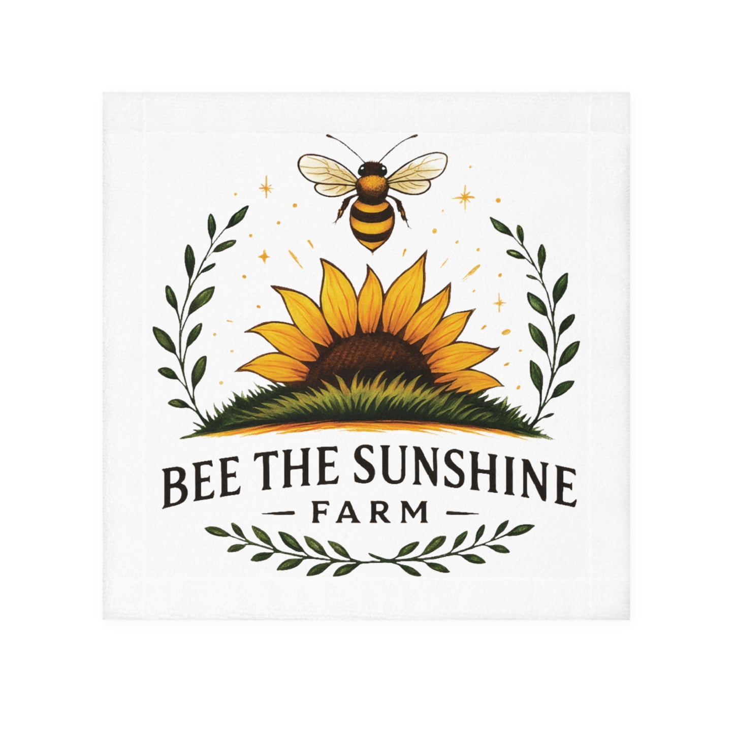 Bee the Sunshine Farm Face Towel | Sunflower Towel for Kitchen, Bathroom, Gifts, Eco-Friendly Home, Summer Decor