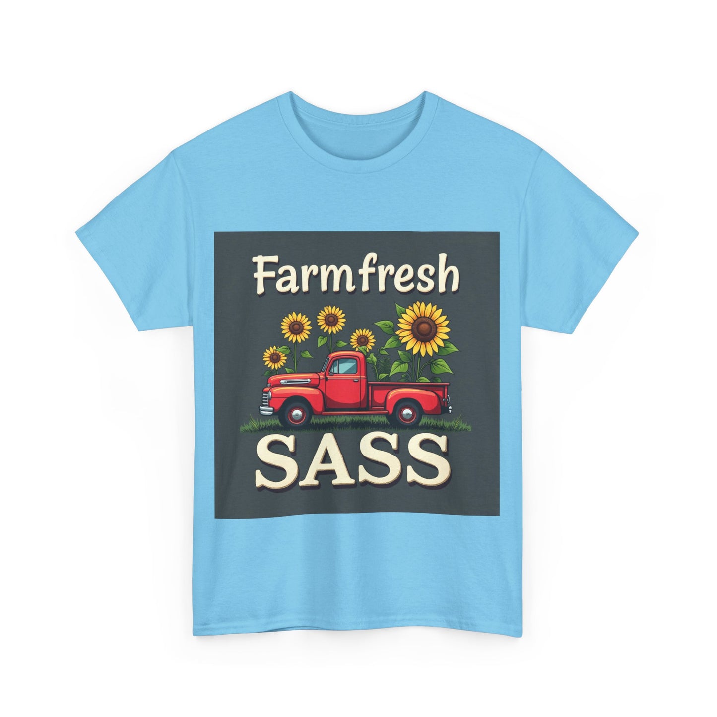 Farmfresh Sass Unisex Heavy Cotton Tee, Country Style Tee, Vintage Truck Shirt, Gift for Farmers, Funny T-Shirt for Celebrations