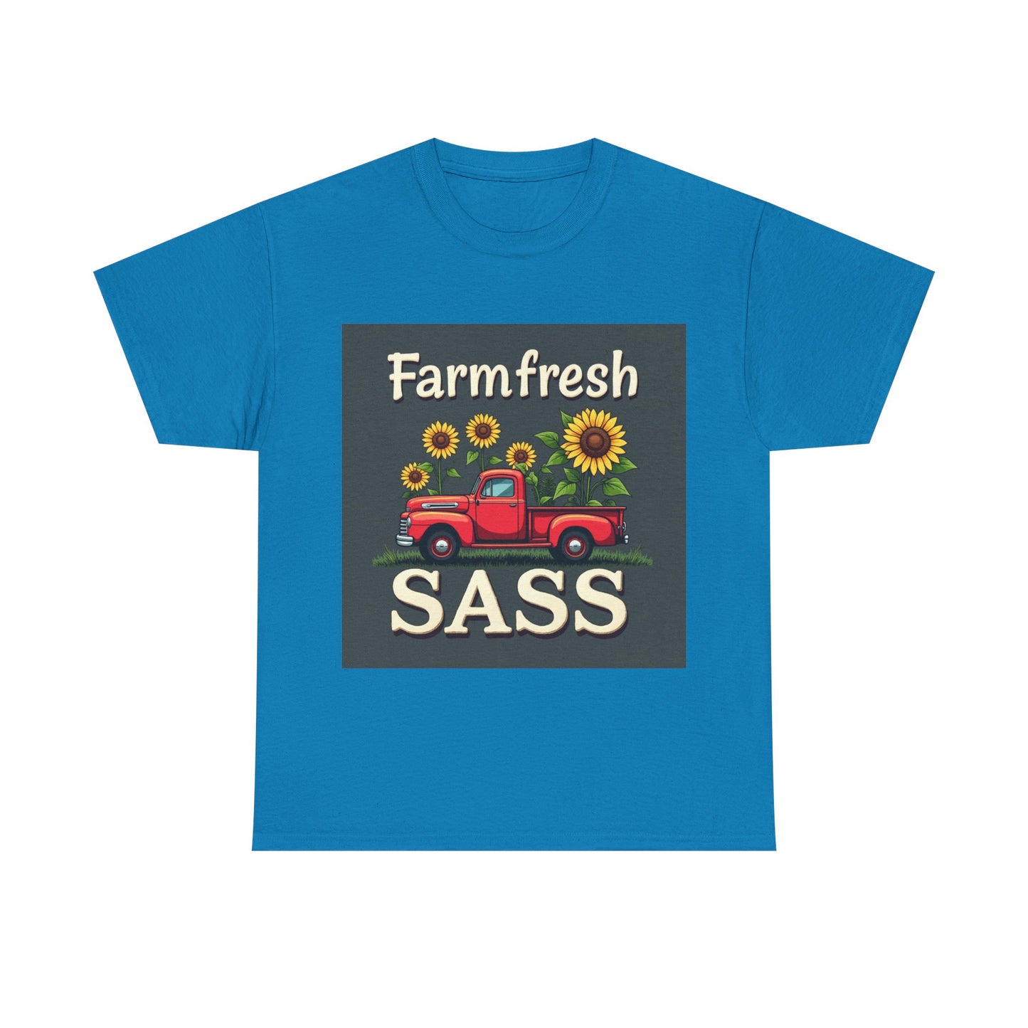 Farmfresh Sass Unisex Heavy Cotton Tee, Country Style Tee, Vintage Truck Shirt, Gift for Farmers, Funny T-Shirt for Celebrations