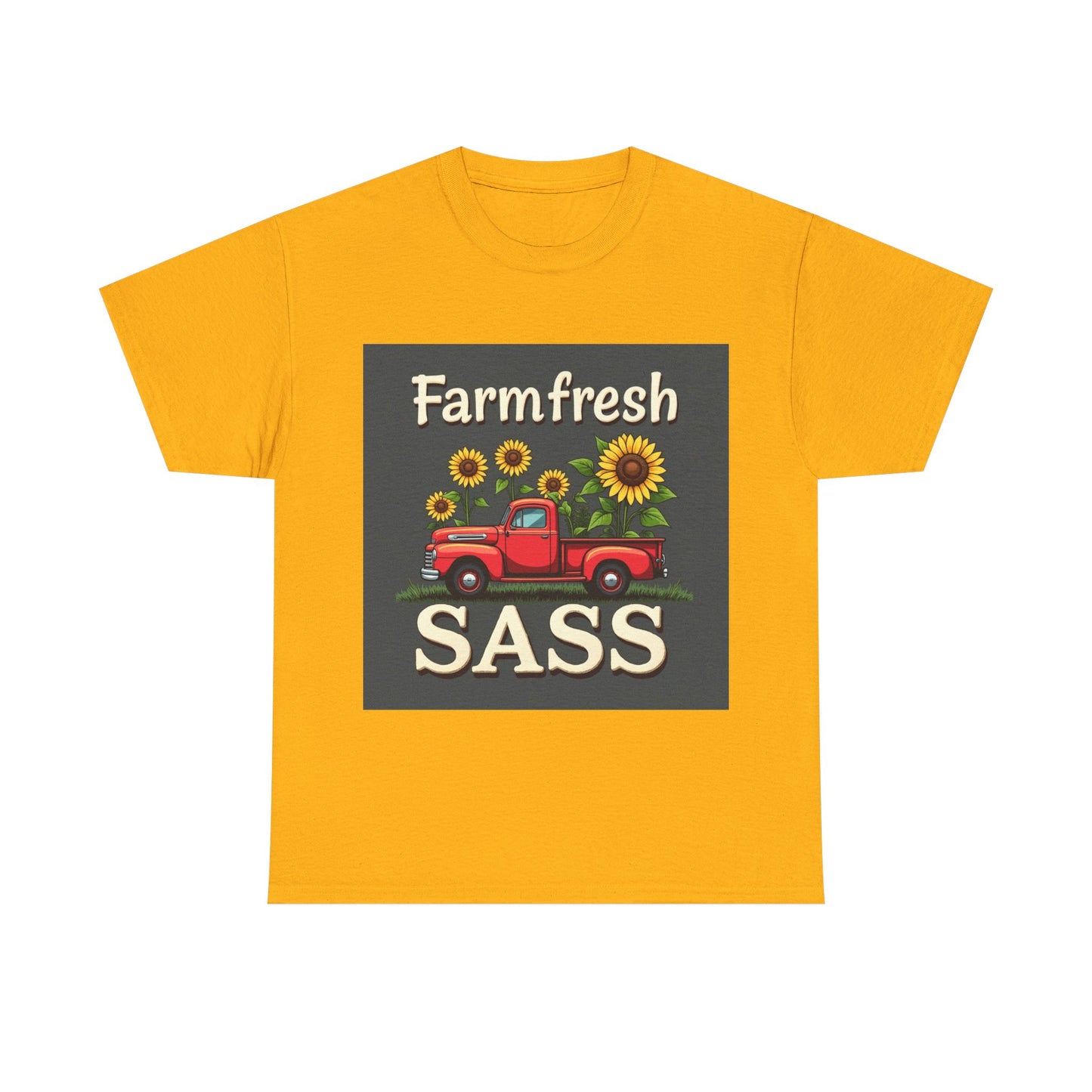 Farmfresh Sass Unisex Heavy Cotton Tee, Country Style Tee, Vintage Truck Shirt, Gift for Farmers, Funny T-Shirt for Celebrations