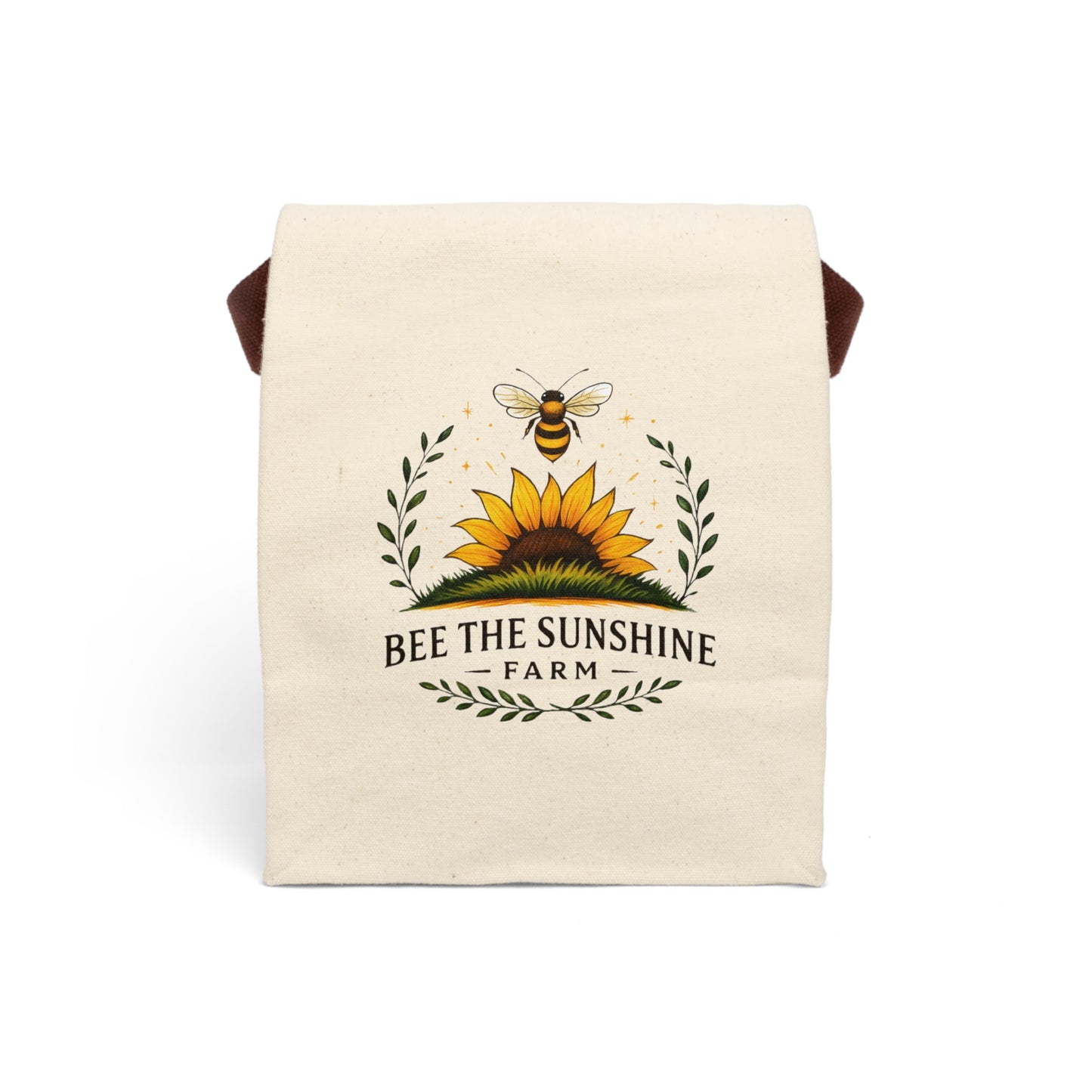 Eco-Friendly Canvas Lunch Bag with Strap, Bee The Sunshine Farm Design, Lunch Tote, Reusable Meal Bag, Perfect for Kids & Adults