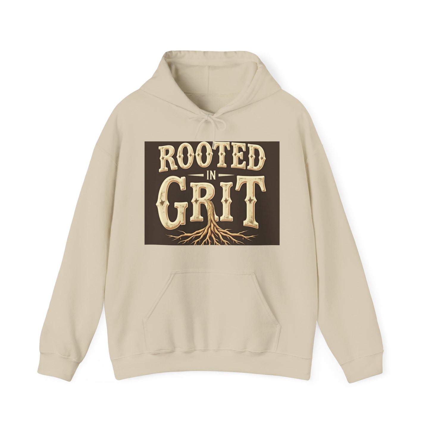 Rooted in Grit Hooded Sweatshirt - Unisex, Cozy Pullover for Outdoor Lovers, Perfect for Gifts, Motivational Wear, Fall Fashion