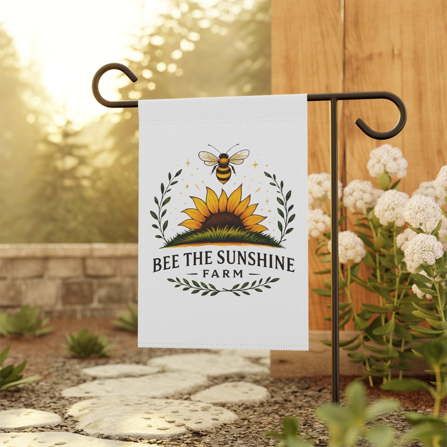 Bee the Sunshine Farm Garden Banner, Sunflower Outdoor Decor, Spring Home Accents, Farmhouse Garden Sign, Unique Gift for Garden Lovers