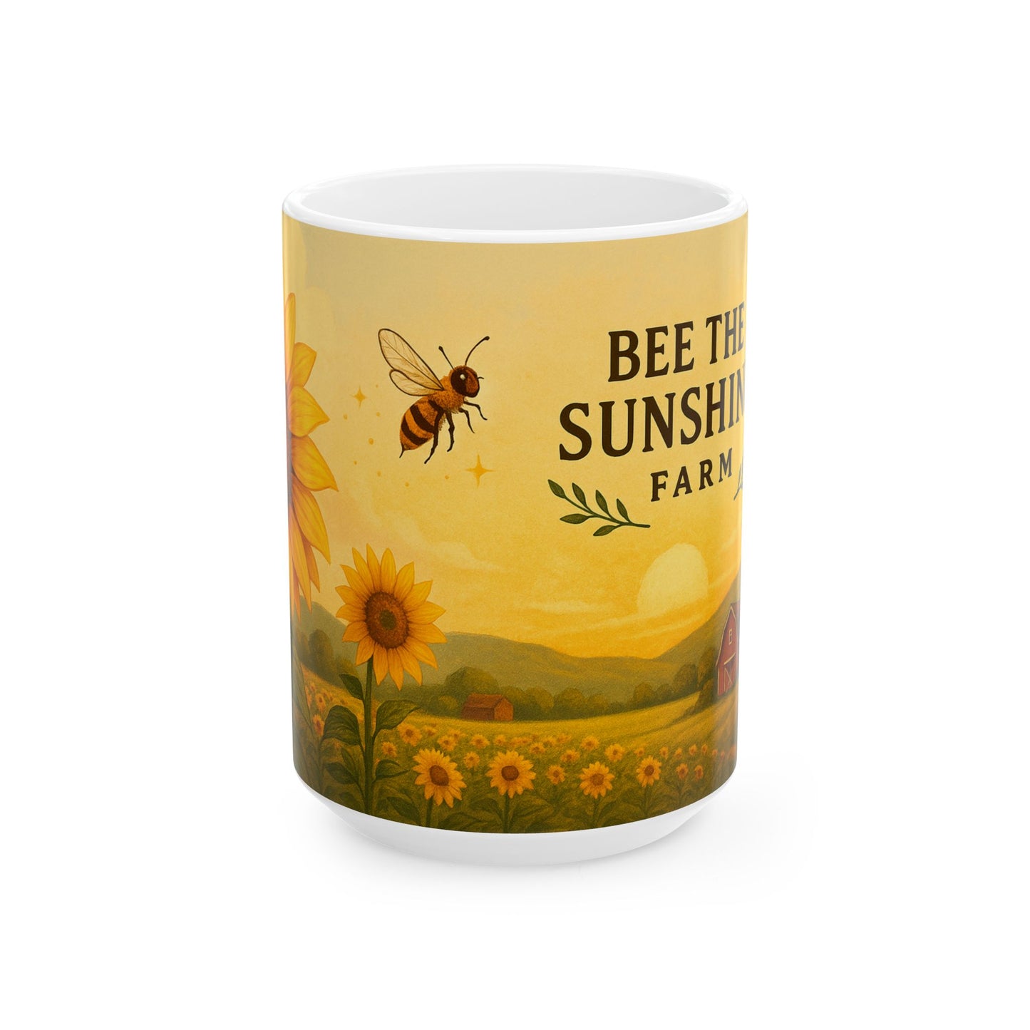 Bee The Sunshine Ceramic Mug | Floral Coffee Cup | Gift for Nature Lovers, Gardening, Home Decor, Bee Lover, Sunflower