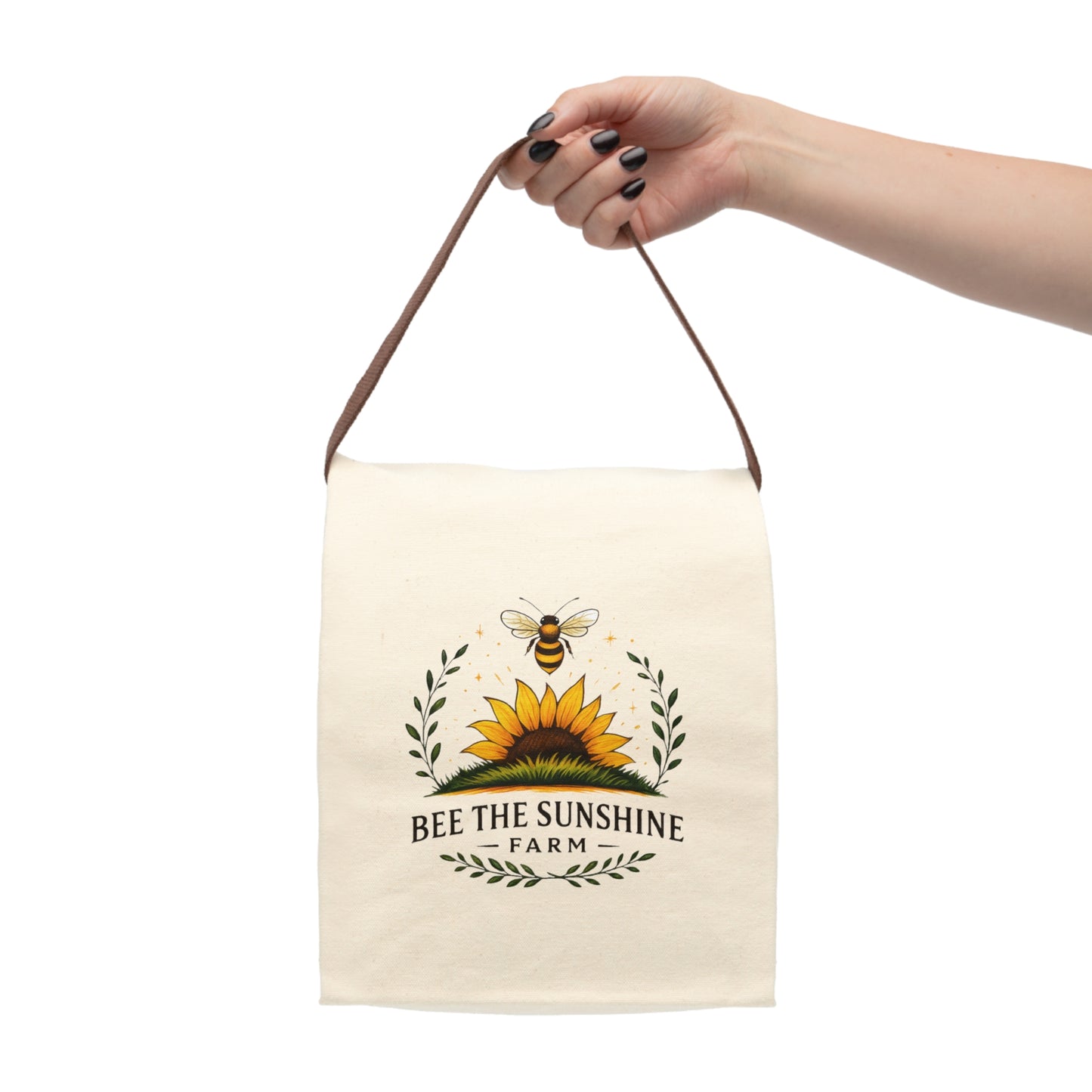 Eco-Friendly Canvas Lunch Bag with Strap, Bee The Sunshine Farm Design, Lunch Tote, Reusable Meal Bag, Perfect for Kids & Adults