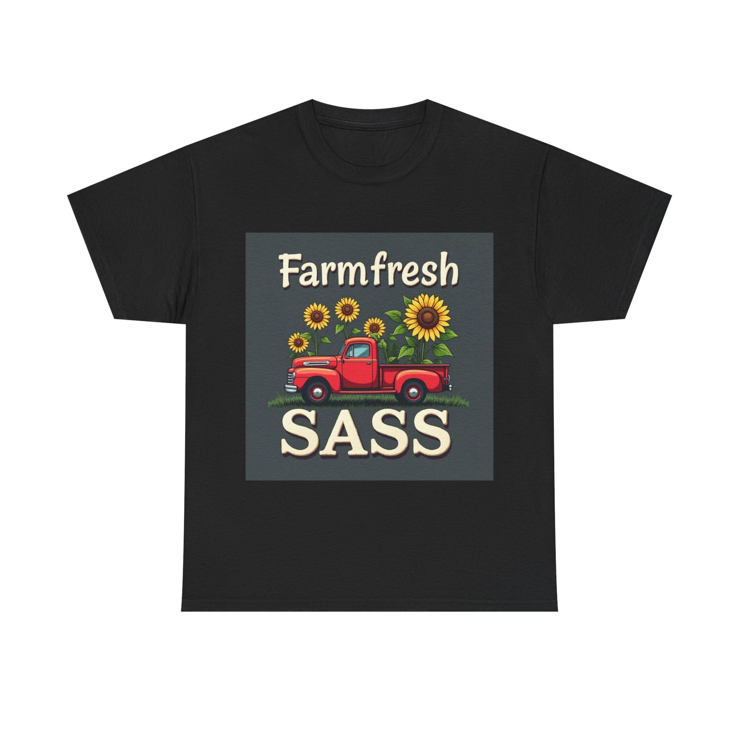 Farmfresh Sass Unisex Heavy Cotton Tee, Country Style Tee, Vintage Truck Shirt, Gift for Farmers, Funny T-Shirt for Celebrations