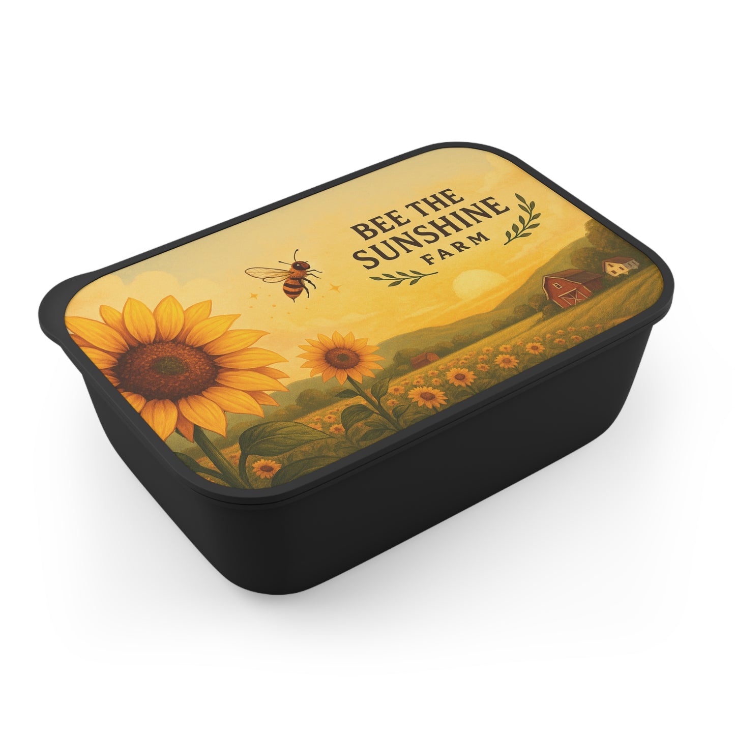 Sunflower Bento Box with Bee Design, Eco-Friendly Meal Prep Container, Picnic & Lunch Box, Gift for Garden Lovers, Reusable Food Storage