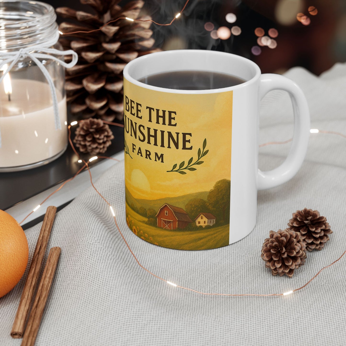 Bee The Sunshine Ceramic Mug | Floral Coffee Cup | Gift for Nature Lovers, Gardening, Home Decor, Bee Lover, Sunflower