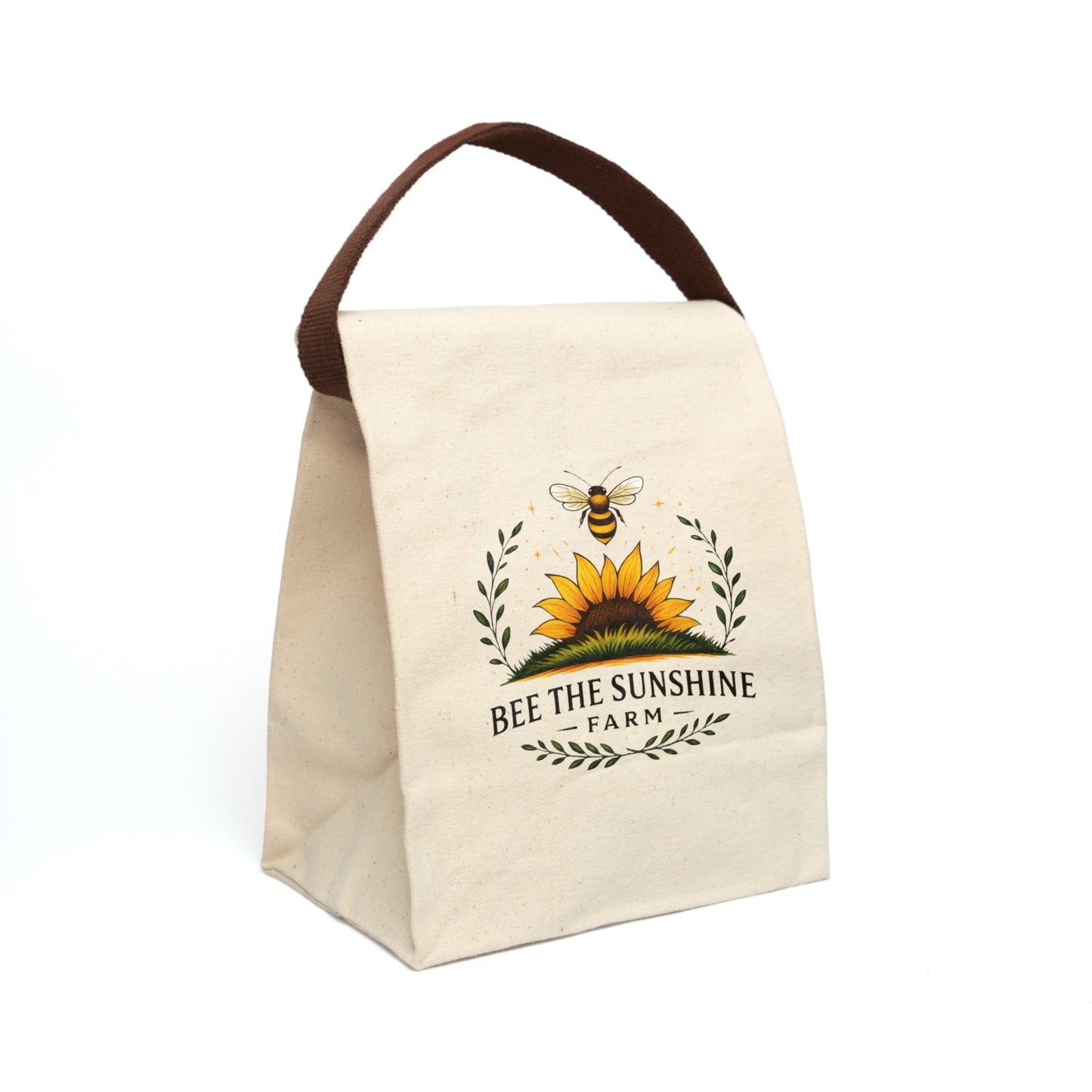 Eco-Friendly Canvas Lunch Bag with Strap, Bee The Sunshine Farm Design, Lunch Tote, Reusable Meal Bag, Perfect for Kids & Adults
