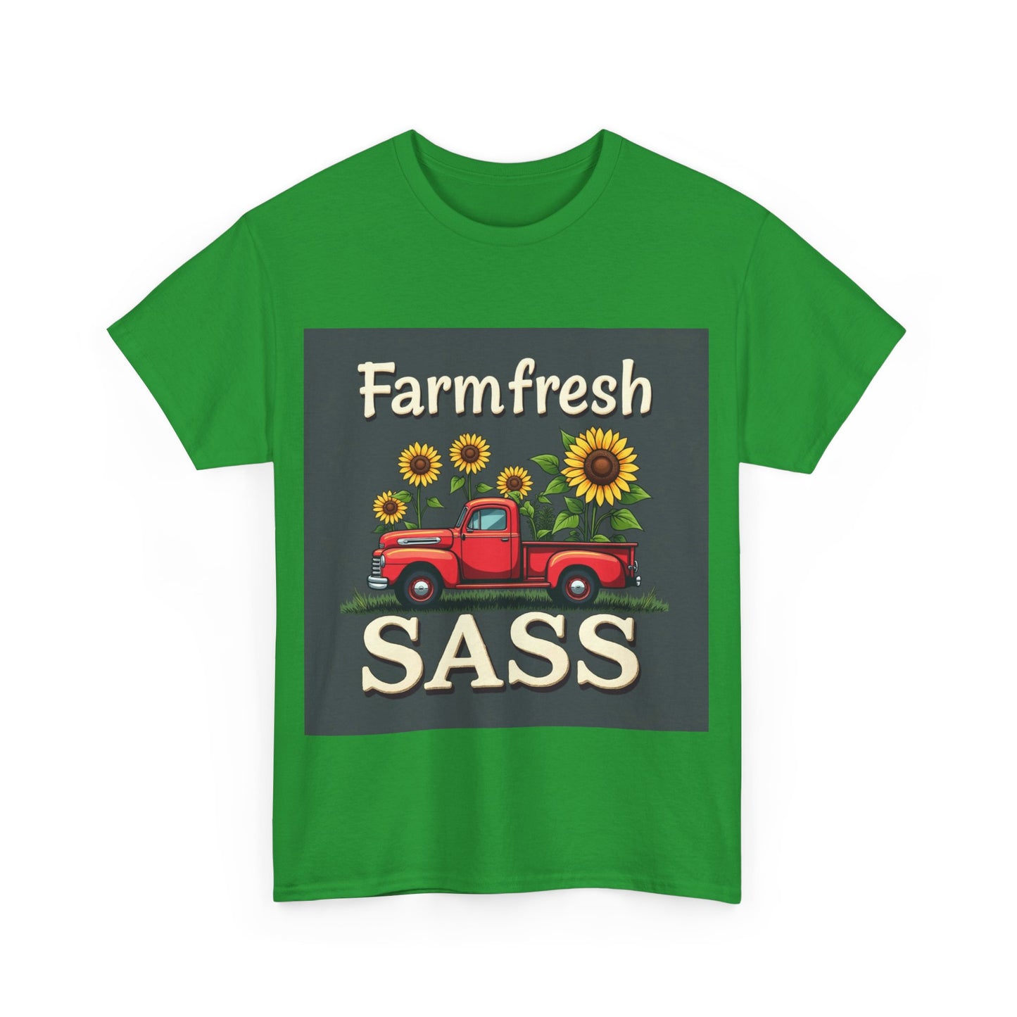 Farmfresh Sass Unisex Heavy Cotton Tee, Country Style Tee, Vintage Truck Shirt, Gift for Farmers, Funny T-Shirt for Celebrations