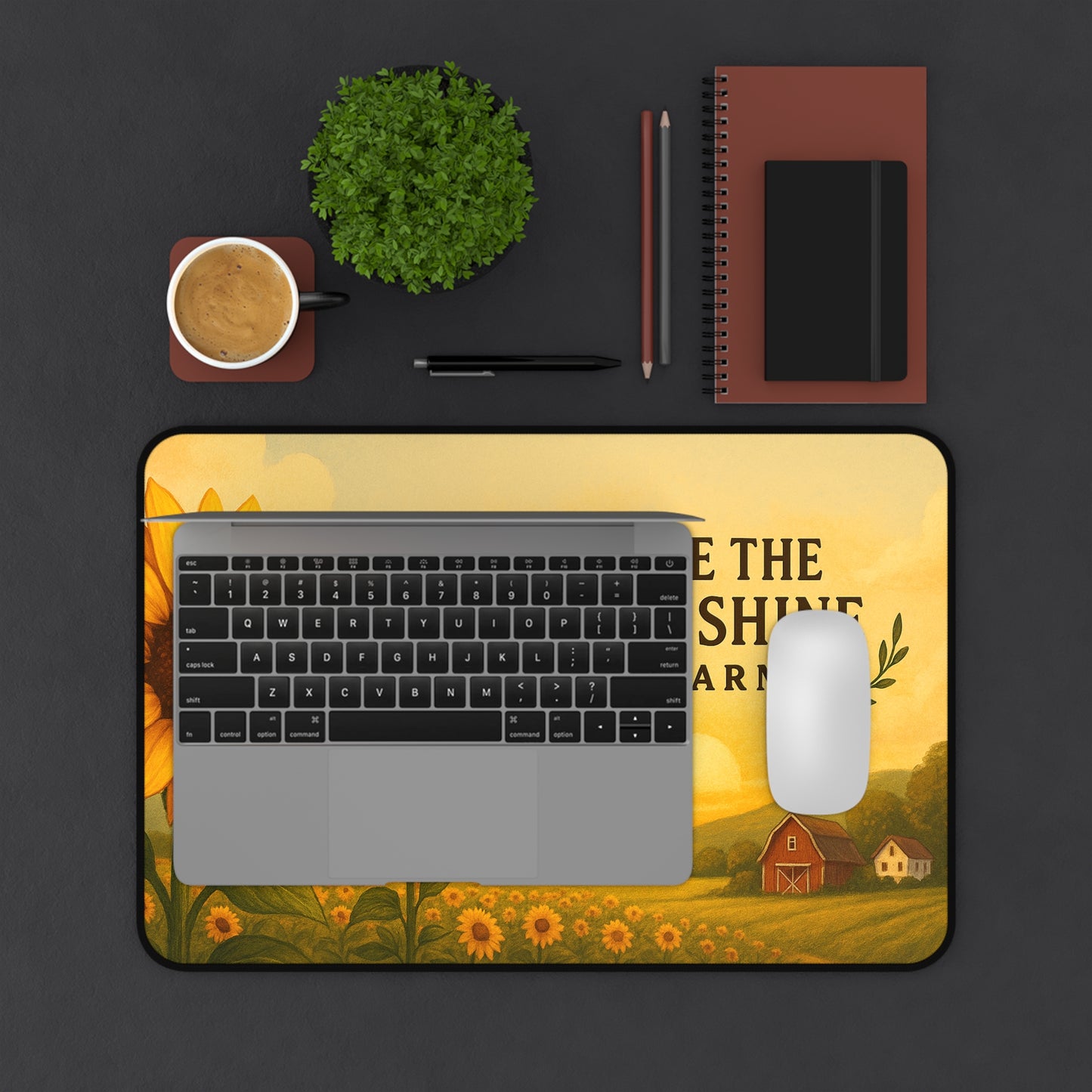 Sunflower Farm Desk Mat: Bee the Sunshine, Home Office Decor, Nature Lover Gift, Desk Accessory, Eco-Friendly Workspace