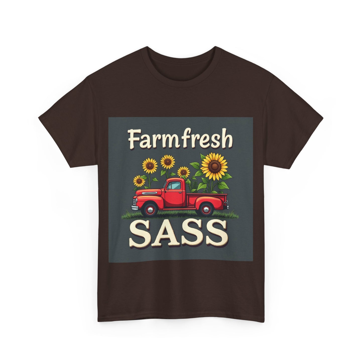 Farmfresh Sass Unisex Heavy Cotton Tee, Country Style Tee, Vintage Truck Shirt, Gift for Farmers, Funny T-Shirt for Celebrations