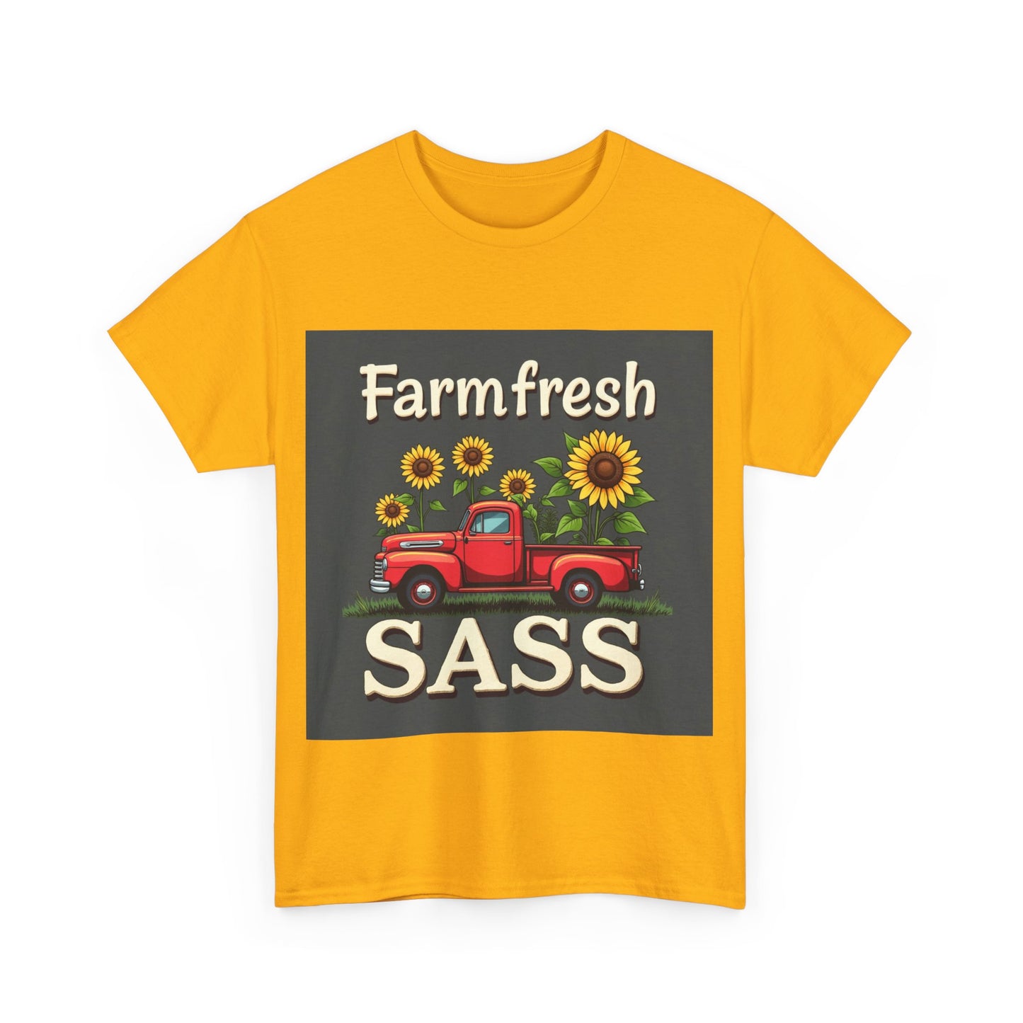Farmfresh Sass Unisex Heavy Cotton Tee, Country Style Tee, Vintage Truck Shirt, Gift for Farmers, Funny T-Shirt for Celebrations