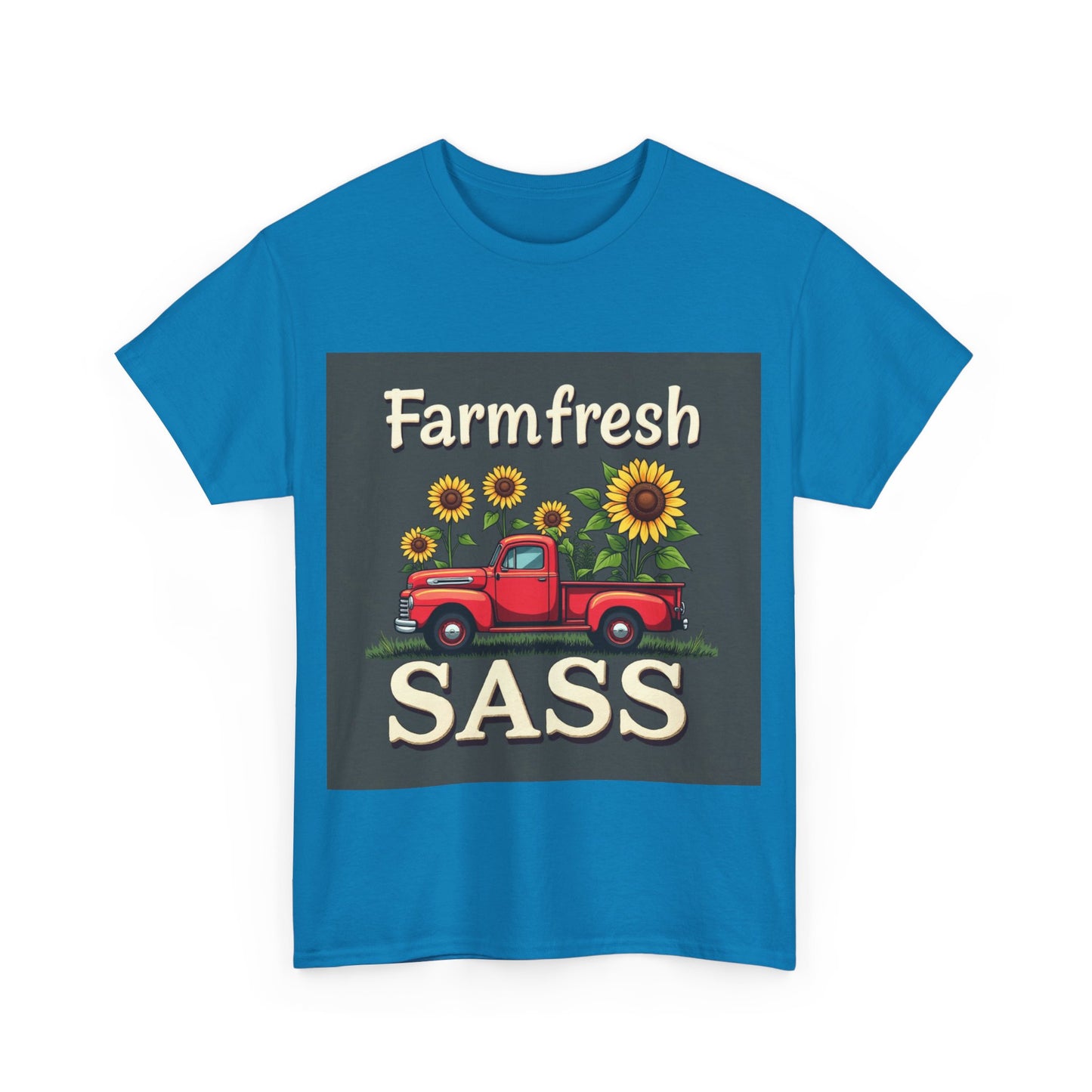 Farmfresh Sass Unisex Heavy Cotton Tee, Country Style Tee, Vintage Truck Shirt, Gift for Farmers, Funny T-Shirt for Celebrations