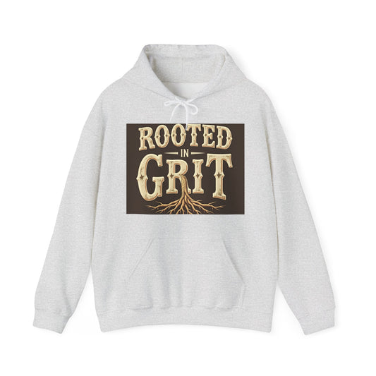 Rooted in Grit Hooded Sweatshirt - Unisex, Cozy Pullover for Outdoor Lovers, Perfect for Gifts, Motivational Wear, Fall Fashion