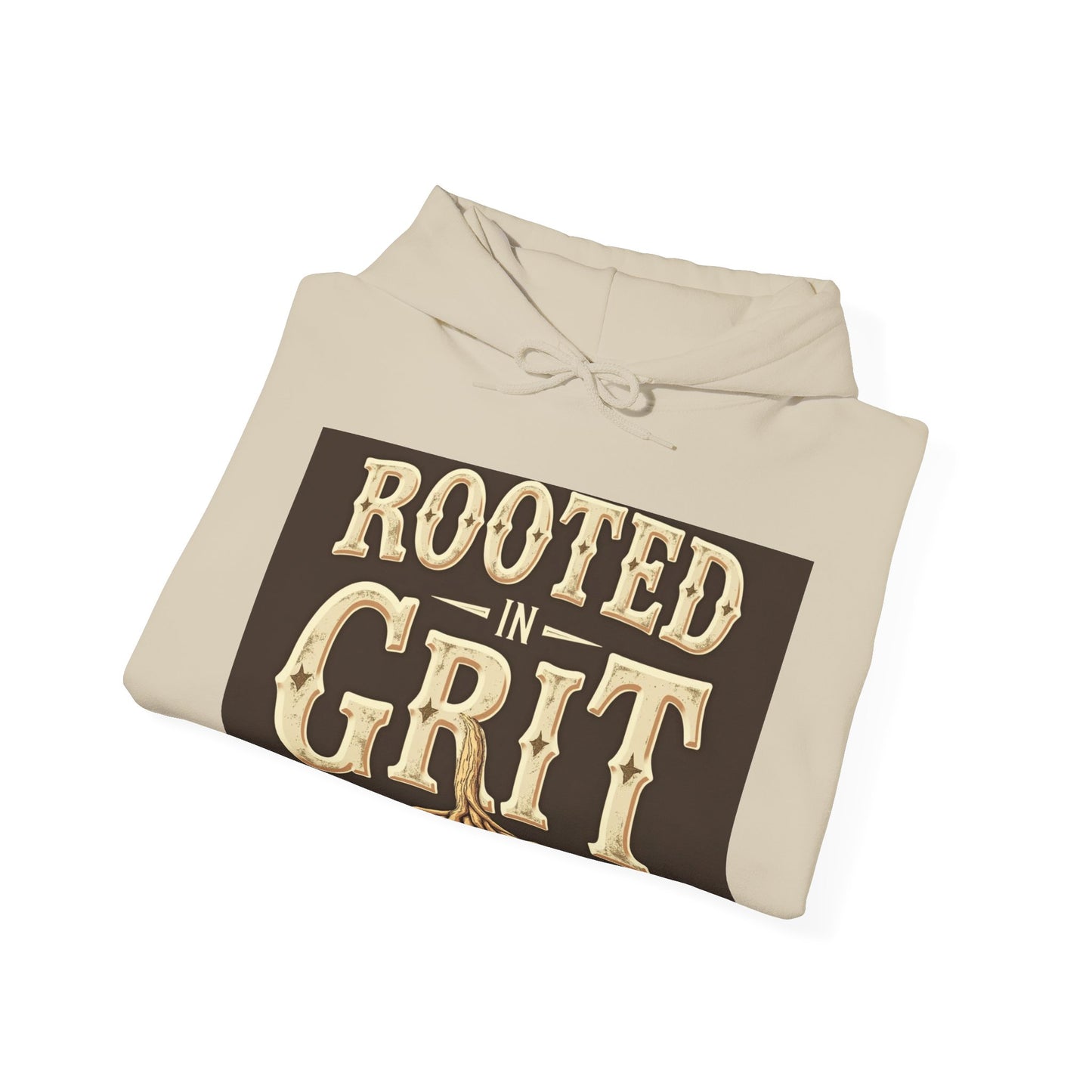 Rooted in Grit Hooded Sweatshirt - Unisex, Cozy Pullover for Outdoor Lovers, Perfect for Gifts, Motivational Wear, Fall Fashion