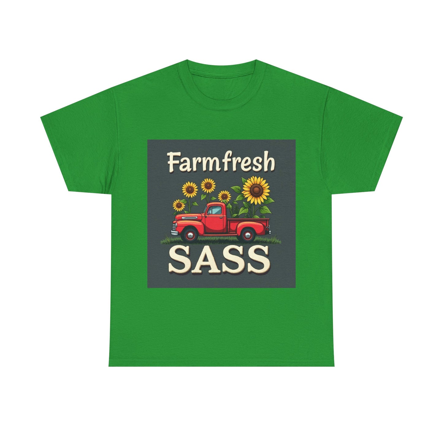 Farmfresh Sass Unisex Heavy Cotton Tee, Country Style Tee, Vintage Truck Shirt, Gift for Farmers, Funny T-Shirt for Celebrations