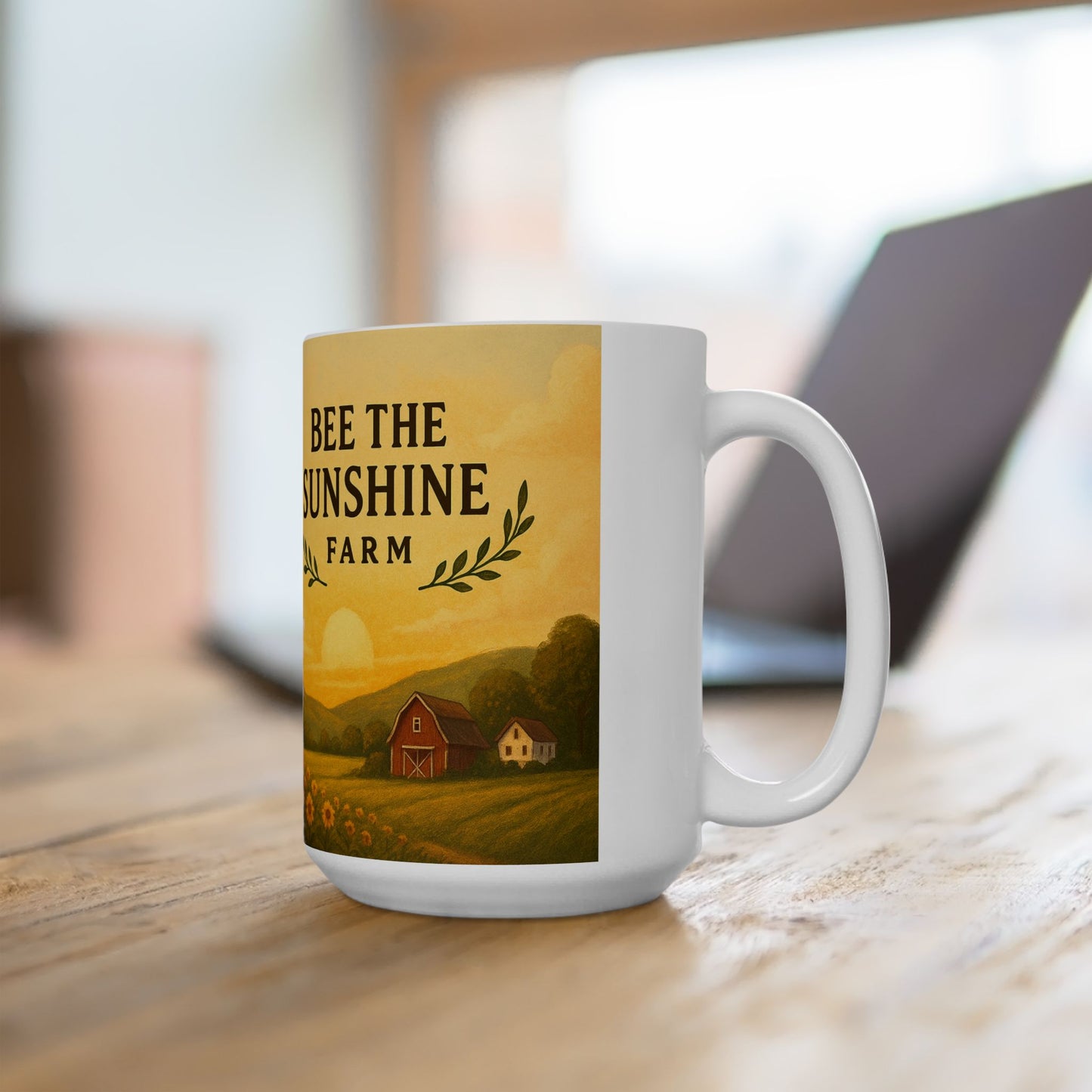 Bee The Sunshine Ceramic Mug | Floral Coffee Cup | Gift for Nature Lovers, Gardening, Home Decor, Bee Lover, Sunflower