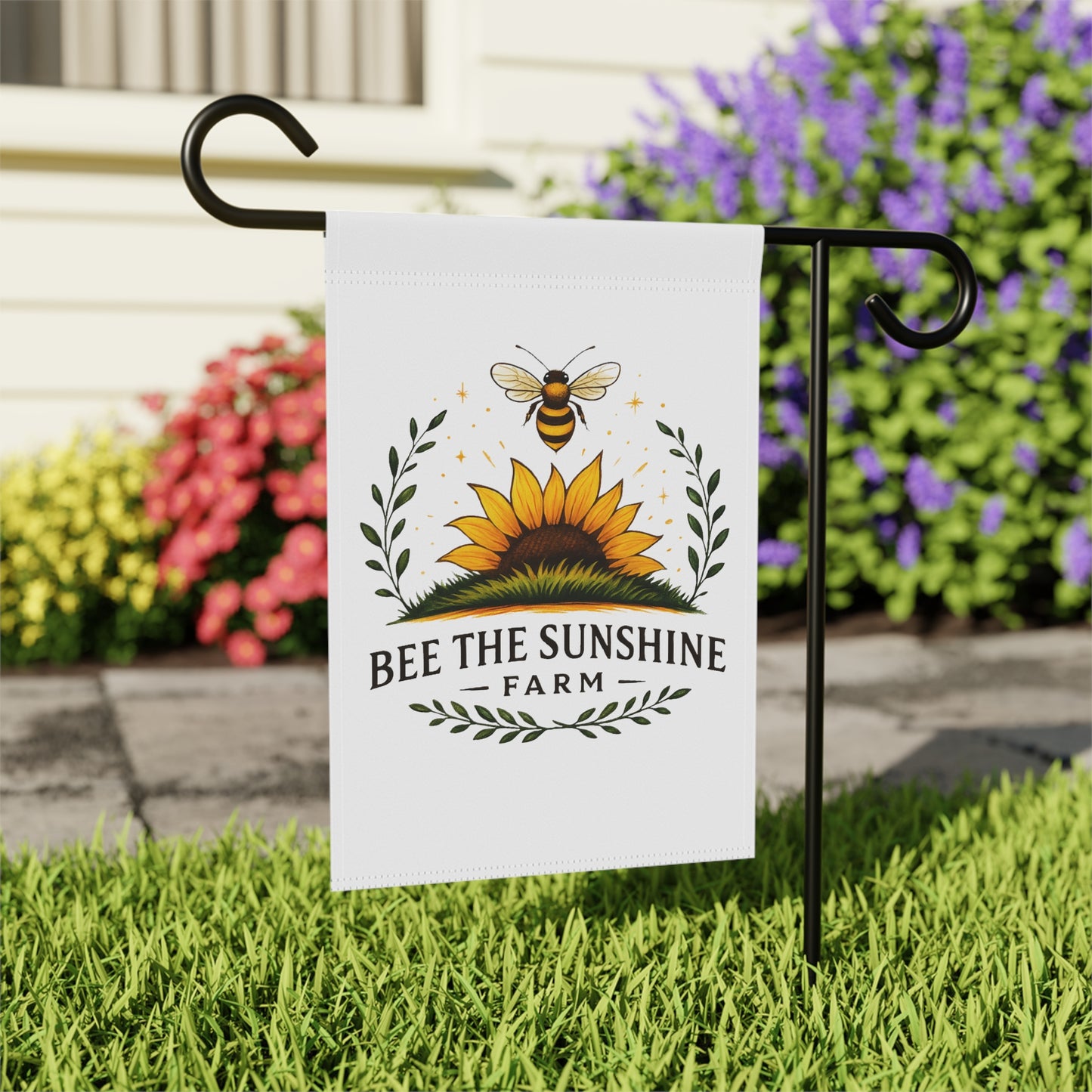 Bee the Sunshine Farm Garden Banner, Sunflower Outdoor Decor, Spring Home Accents, Farmhouse Garden Sign, Unique Gift for Garden Lovers