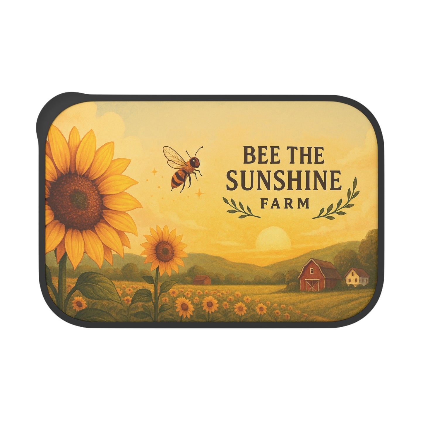 Sunflower Bento Box with Bee Design, Eco-Friendly Meal Prep Container, Picnic & Lunch Box, Gift for Garden Lovers, Reusable Food Storage