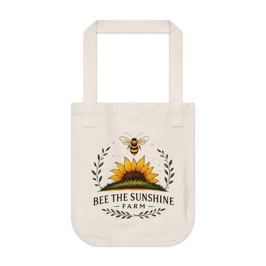 Eco-Friendly Sunflower Tote Bag, Boho Shopping Bag, Gift for Gardeners, Reusable Grocery Pouch, Farmhouse Decor, Bee The Sunshine Farm