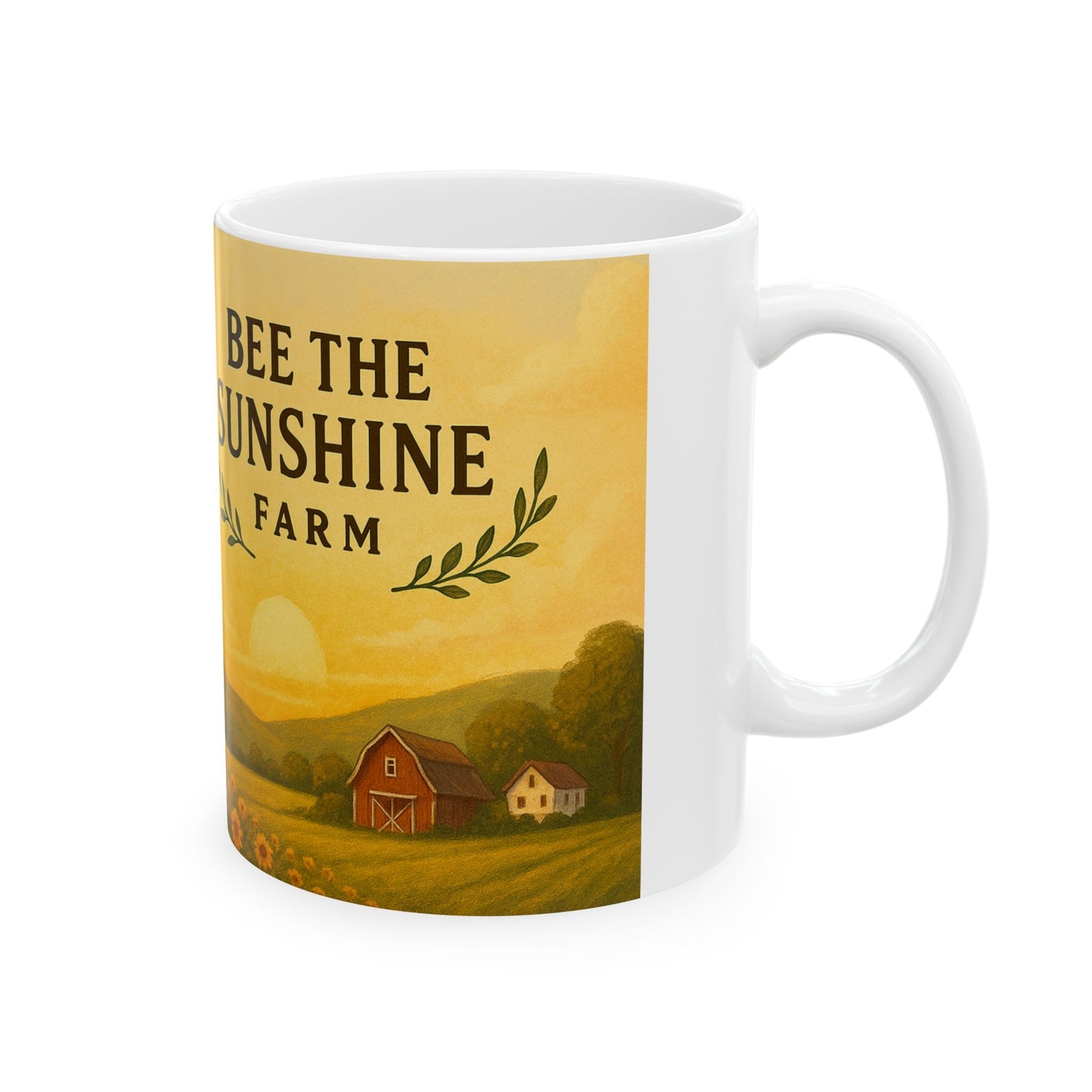 Bee The Sunshine Ceramic Mug | Floral Coffee Cup | Gift for Nature Lovers, Gardening, Home Decor, Bee Lover, Sunflower