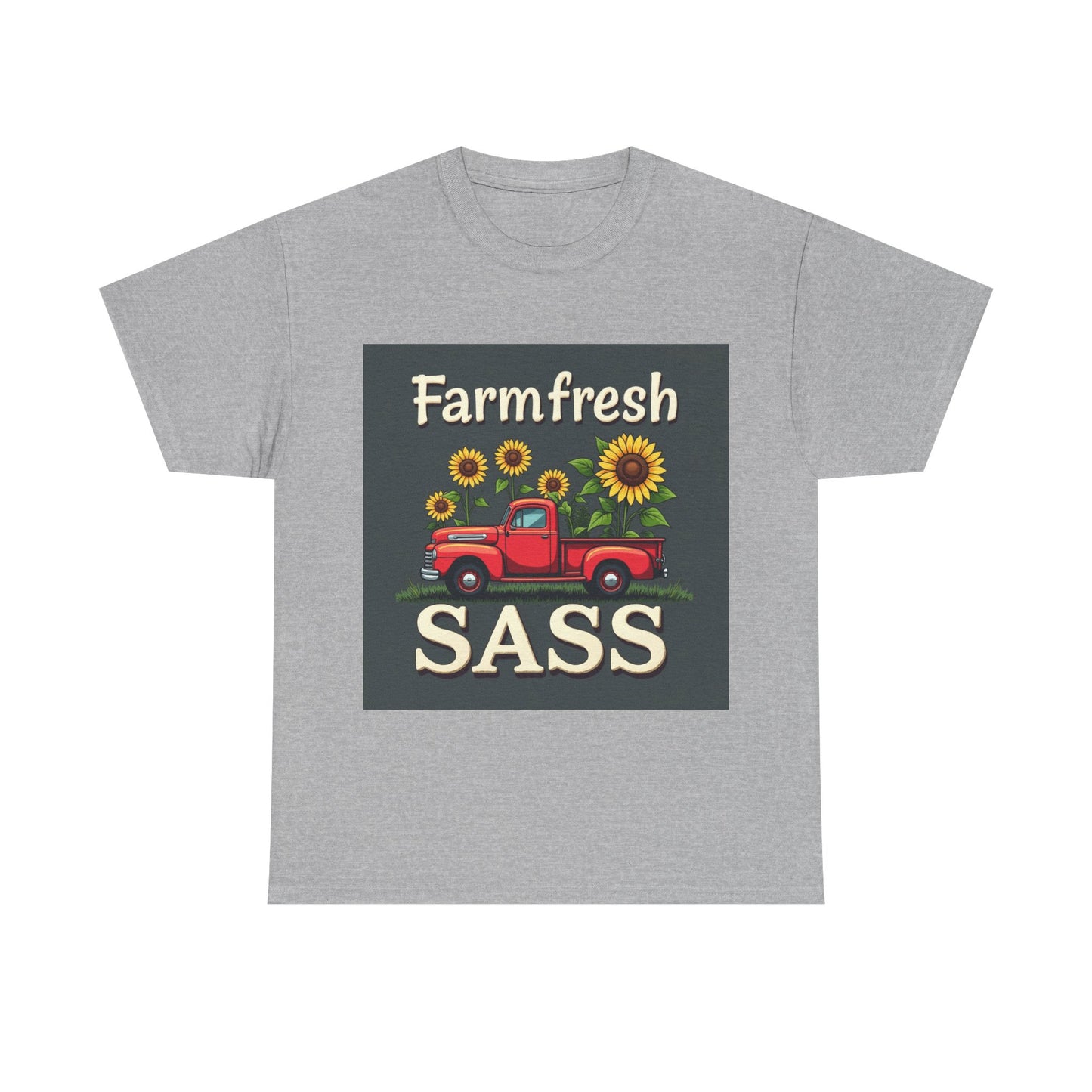 Farmfresh Sass Unisex Heavy Cotton Tee, Country Style Tee, Vintage Truck Shirt, Gift for Farmers, Funny T-Shirt for Celebrations