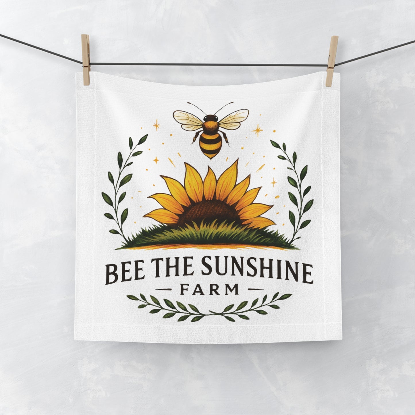 Bee the Sunshine Farm Face Towel | Sunflower Towel for Kitchen, Bathroom, Gifts, Eco-Friendly Home, Summer Decor