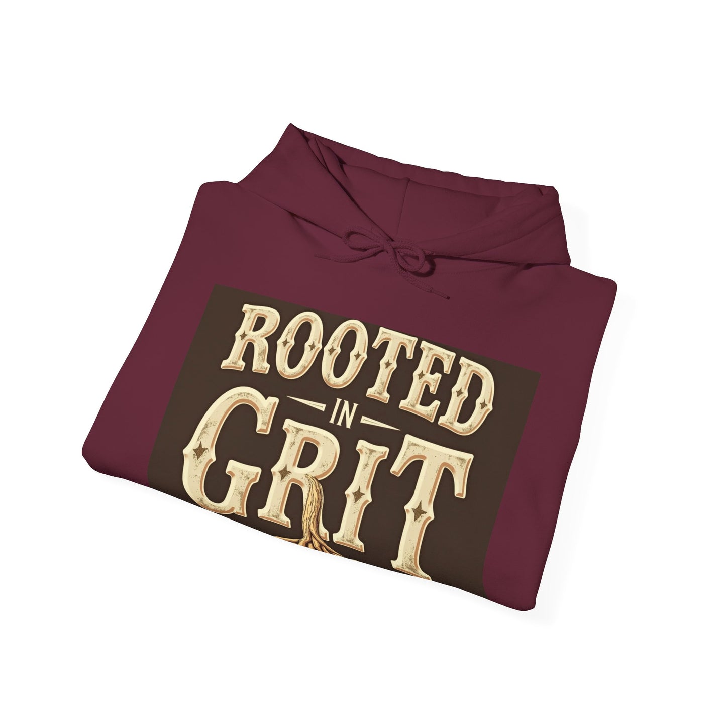 Rooted in Grit Hooded Sweatshirt - Unisex, Cozy Pullover for Outdoor Lovers, Perfect for Gifts, Motivational Wear, Fall Fashion