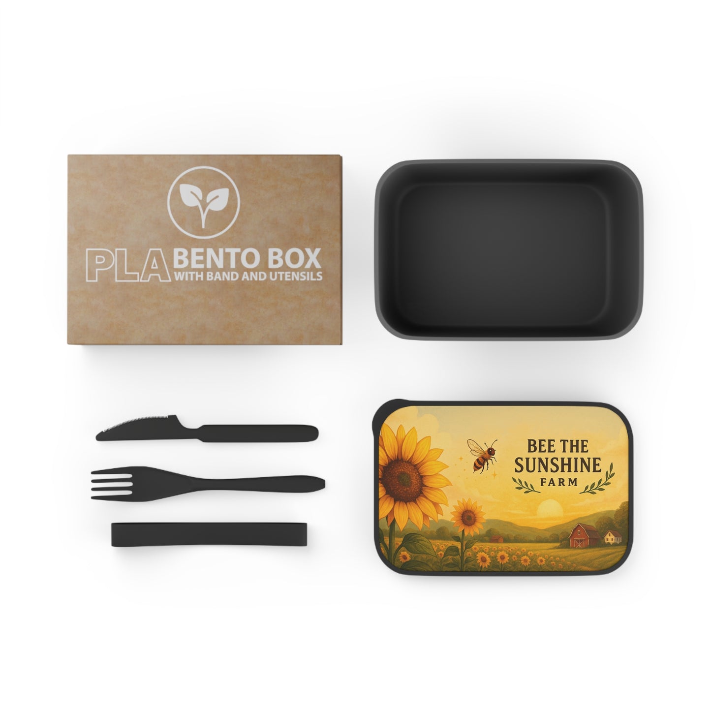 Sunflower Bento Box with Bee Design, Eco-Friendly Meal Prep Container, Picnic & Lunch Box, Gift for Garden Lovers, Reusable Food Storage