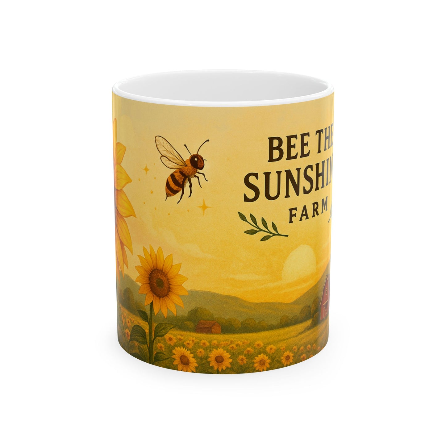 Bee The Sunshine Ceramic Mug | Floral Coffee Cup | Gift for Nature Lovers, Gardening, Home Decor, Bee Lover, Sunflower