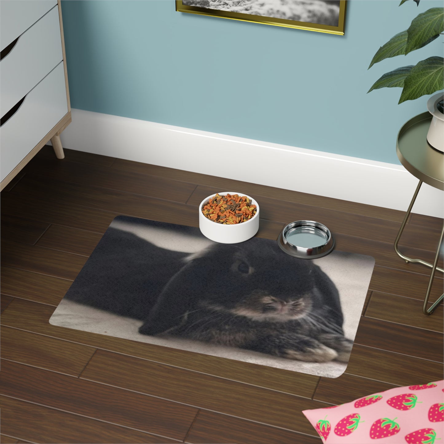 Cute Pet Food Mat for Cats & Dogs, Non-Slip Pet Mat, Animal Feeding Mat, Kitchen Decor, Rabbit Lover Gift, Pet Supplies